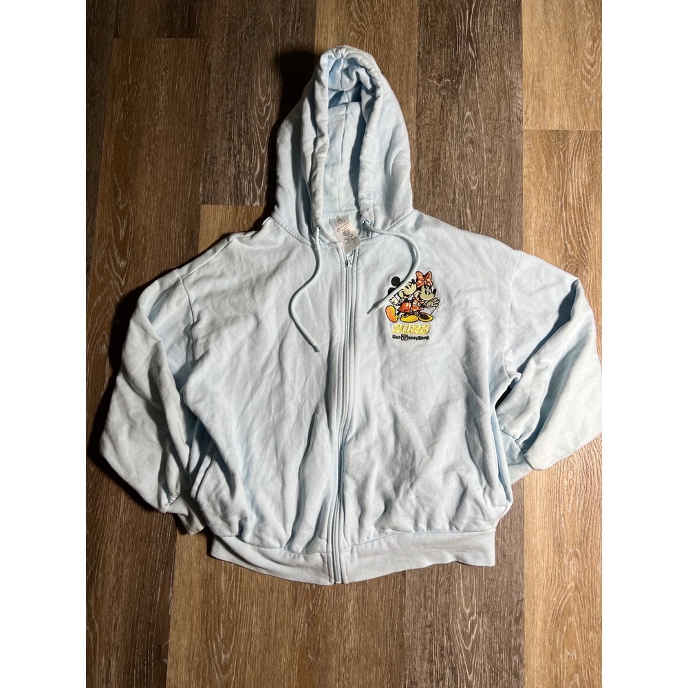 Disney Zip Up Hoodie Womens Medium Blue Excellent 2023 Walt Disney World Mickey